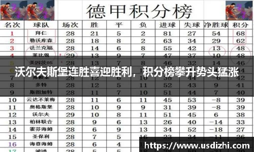沃尔夫斯堡连胜喜迎胜利，积分榜攀升势头猛涨