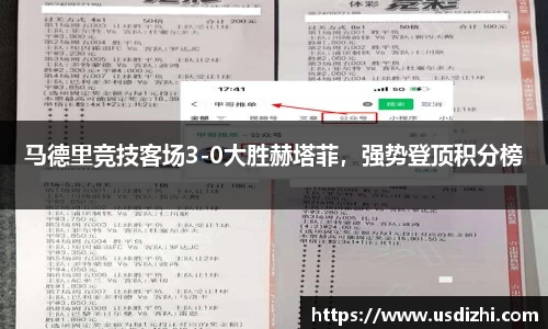 马德里竞技客场3-0大胜赫塔菲，强势登顶积分榜