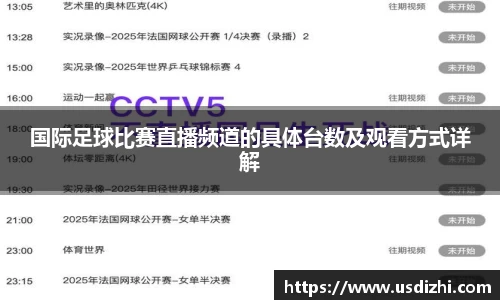 国际足球比赛直播频道的具体台数及观看方式详解
